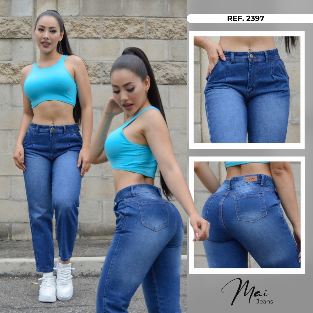 Pantalon Mujer Boyfriend Americano - 2397 liso