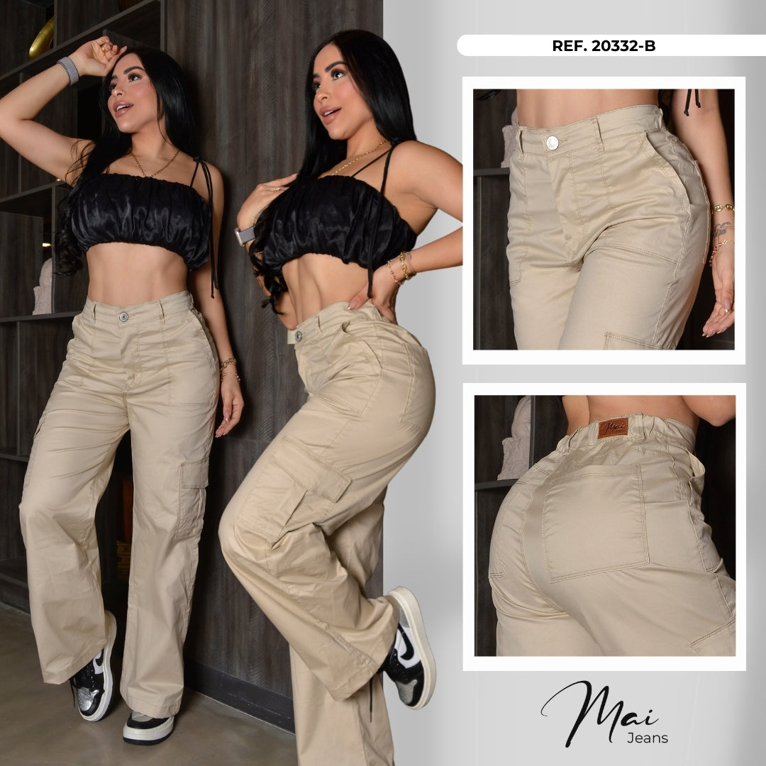 Pantalon Wide Cargo Tela Drill Ref. 20332-B