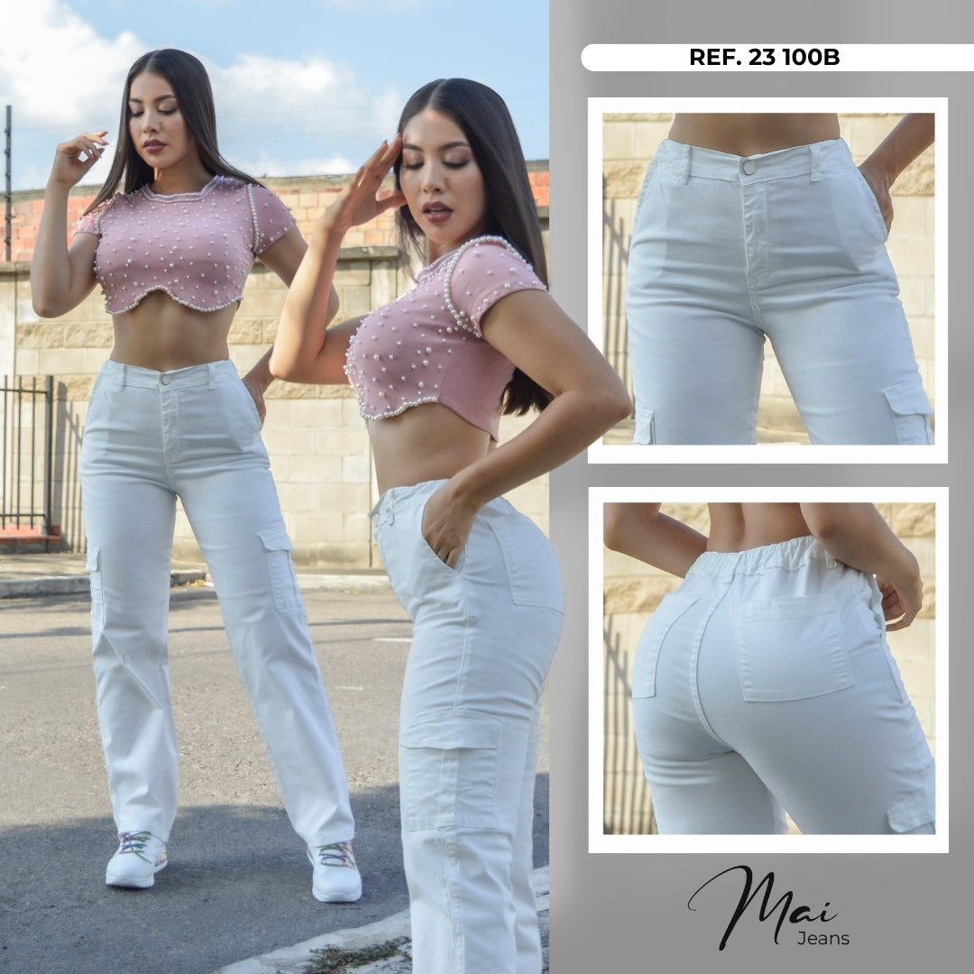 Pantalon Mujer Boyfriend  Blanco - 23100